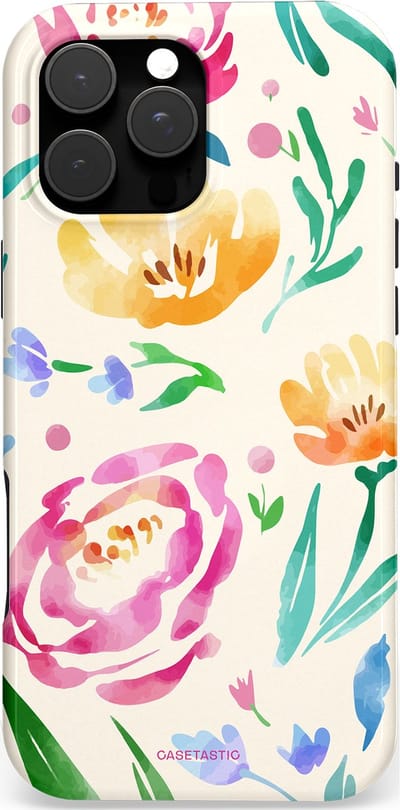 Casetastic hoesje geschikt voor Apple iPhone 16 Pro Max - MagSafe - Dubbellaagse bescherming - Aquarel serenade - Fashion Case - Wit Mintgroen Crème Lichtroze
