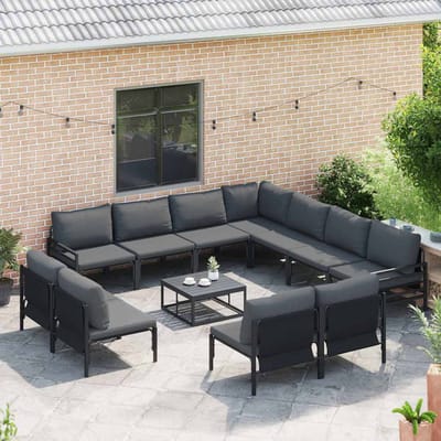 vidaXL - Tuinbank - Set - 11 - st - Zwart - Staal