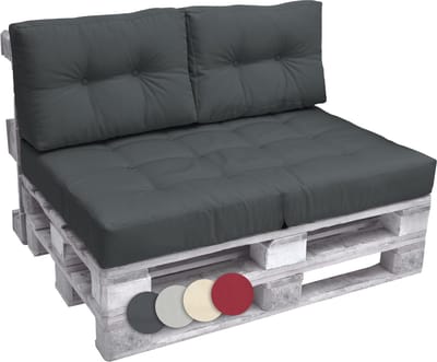 Beautissu Elements – Palletkussen Set – 1x Zitkussen 120x80 cm & 2x Rugkussen 60x40 cm – Grafiet Grijs