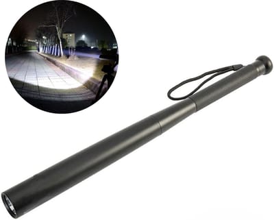 Aluminium Militaire LED Tactische Zaklamp 49CM Zwart - Noodpakket - Camping Lamp