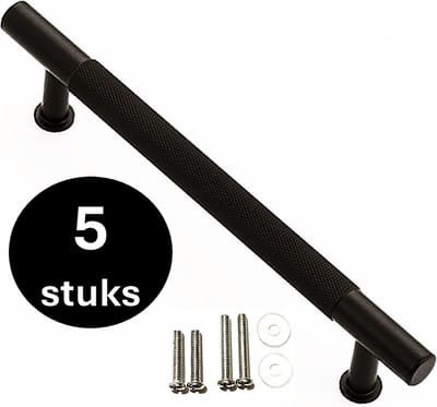 LUXE Handgreep zwart - Handgrepen zwart 128mm - 5 stuks -Handgrepen kast - Meubelgrepen - Keukengreep zwart - Kastgrepen - Handgrepen keukenkastjes - Meubelgreep - Handgrepen voor deurtjes - handgreep keuken - Deurgreep - ladegreep - incl schroeven