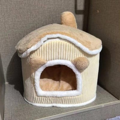 Hondenhok Is Warm In De Winter  Verwijderbaar en Wasbaar  Huis-type Hondenhok  Geschikt voor Alle Seizoenen  Kleine Hond Winter Semi-gesloten Benodigdheden 45* 40* 28cm beige