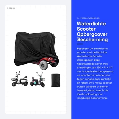 Dailygoods - Waterdichte Scooter Opbergcover - Bescherming tegen Regen - Zwart - Bescherming tegen UV-straling - Geschikt voor Scooter - Formaat 190x7...
