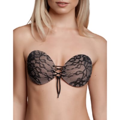 Bye Bra Strapless Ronde Lace-it bh met kanten details, onzichtbare push-up bh met trekkoord, verstelbaar en rugloos, voor een perfect decolleté, cupmaten: A-E (cup A)