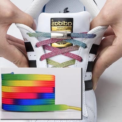 ***Regenboog Elastische Veters met Magnetische sluiting - Roze Regenboog Vrolijke Veters - van Heble® ***