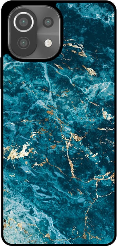 Smartphonica Telefoonhoesje Geschikt voor Xiaomi 11 Lite met marmer opdruk - TPU backcover case blue marble design - Blauw geschikt voor Xiaomi 11 Lite