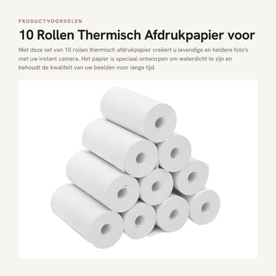 Dailygoods- Afdrukpapier 10 Rollen - Thermisch - Waterdicht - Hoge Duidelijkheid - Levendige Kleuren - Voor Instant Camera - Fotopapier