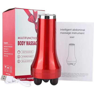 Professionele Vibratiemassager voor Taille & Buik - Spierstimulator met USB-oplaadfunctie, Cellulitisreductie & Lichaamsvorming rood