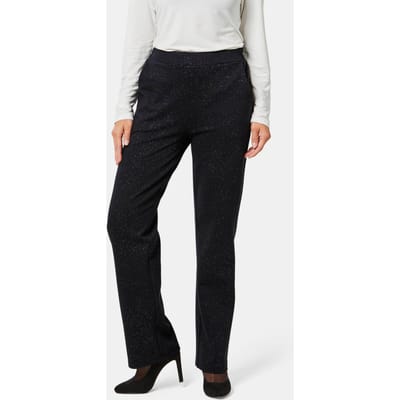 Comfortabel elastische broek met glitter - zwart / koperkleur / goudkleurig / gedess. - Gr. 40 van Goldner Fashion