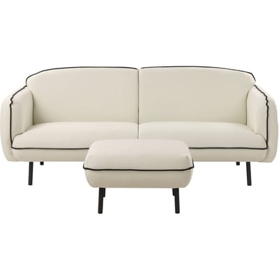 TONSBERG - Driezitsbank met ottomaan - Lichtbeige - Polyester