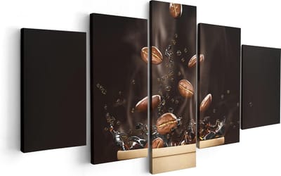 Artaza Canvas Schilderij Vijfluik Koffie Beker Met Koffiebonen Erin - 100x50 - Foto Op Canvas - Canvas Print