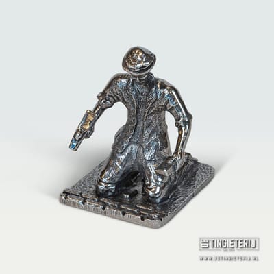 Beeldje Stratenmaker - Tin - jubileum geschenk - ambacht - cadeau stratenmaker - Miniatuur stratenmaker