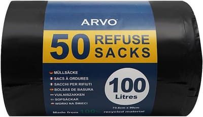 Vuilniszakken 100 Liter - Afvalzakken Rol - Huishouden Kantoor - 100% Gerecycled Materiaal - 73 x 99 cm