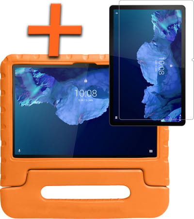 Hoesje - Geschikt voor Lenovo Tab P11 Plus - Met Screenprotector - Kinderhoes Shockproof Bumper - Kidsproof Case - Tablet Hoes - Kinder Hoes Cover - Oranje