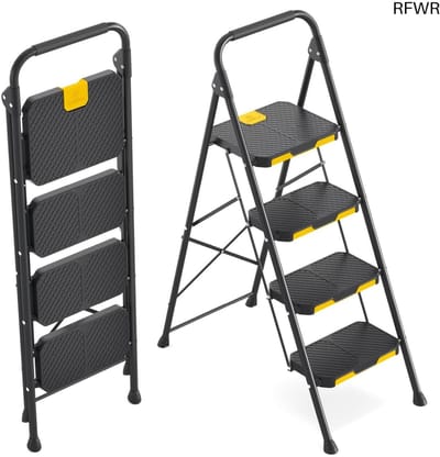 RFWR® Trapladder 4 Treden met Antislip Pedalen en Veiligheidsvergrendeling