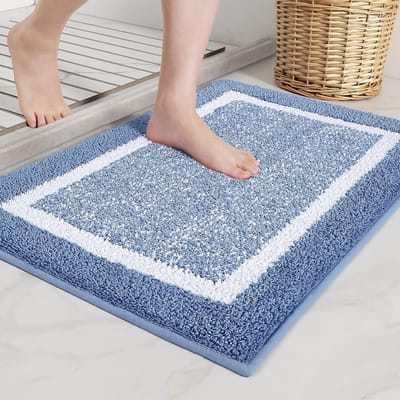 50 x 75 cm Microfiber Zachte Badmat, Antislip Badkamermat Machinewasbaar, Douche Waterabsorberend Badkleed Duurzame Vloermatten (Blauw)