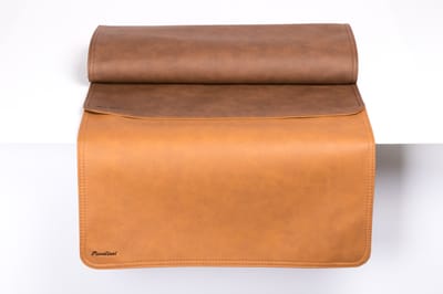 Pavelinni | Tafelloper | Eco-leer | Dubbelzijdig | Vlekbestendig | 45x120 cm | Cognac/Havanna (K09/K05)