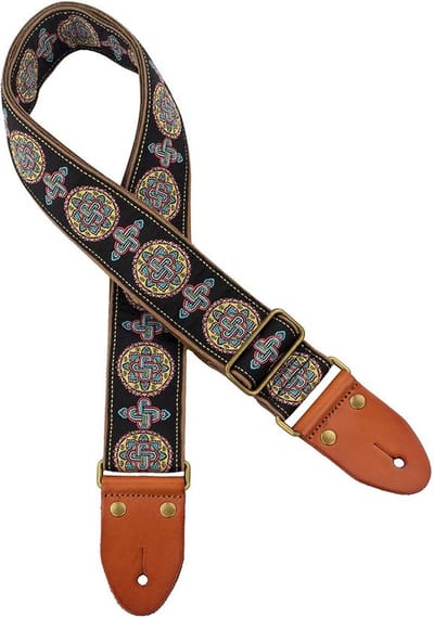 Gitaarband - Gaucho GST-1280-4 - Authentic Deluxe Series - Jacquard weefsel - Suède achterkant - Zwart/Blauw/Rood