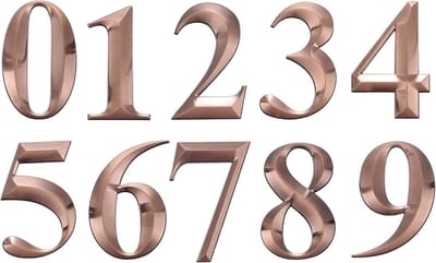 Huisnummers voor buiten, 12,7 cm, 0-9, zelfklevende brievenbus, 3D-deurnummers, stickers voor woning, kantoor, hotel, kamer, borden, brons
