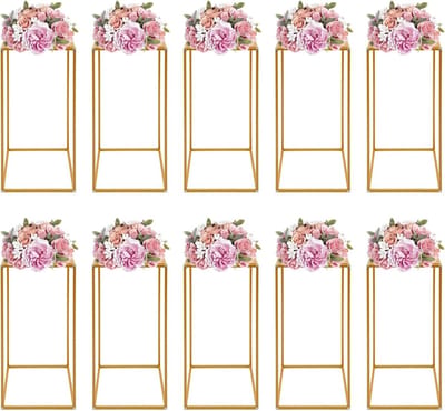 Bloemenstandaard Set - Decoratie Zuilen - Feestelijke Decoratie - Hoge Stabiliteit - 10 Stuks 60cm - Goud