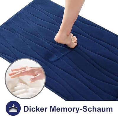 Badmat, van traagschuim, zachte badmat, antislip, absorberend, wasbaar, marineblauw, 40 x 60 cm