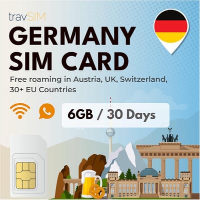 Duitse SIM kaart met 6GB data | 4G/5G snelheid | Onbeperkt bellen | Gebruik in UK en 30+ EU-landen | 30 dagen geldig