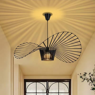 NETTLIFE Hanglamp - 60cm - Zwart - E27 fitting - Hoed Lampenkap Design - Eettafel Hanglamp - Modern Kroonluchter - Voor Woonkamer | Keuken | Eetkamer | Slaapkamer-excl. lichtbron