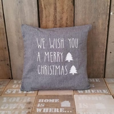 Kussenhoes tekst  kerst We wish you a Merry Christmas kussensloop kussen maat 50x50 cm