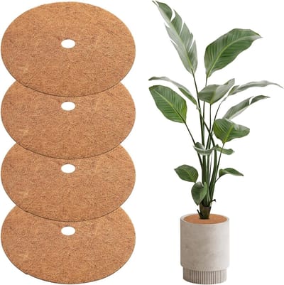 4 Stuks Kokosmat voor Winterbescherming van Planten Buiten - Herbruikbare Kokosvezelmat voor Bloempotten, Vorstbescherming en Plantbescherming, 40 cm Diameter