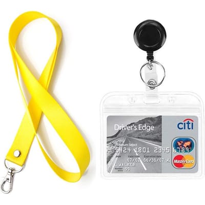 Naamkaarthouder Sleutelhanger Personeelsaccessoires Badges Set Lanyard ID-kaarthouder Nekkoord Visitekaarthouder Sleutelhanger Landyard yellow