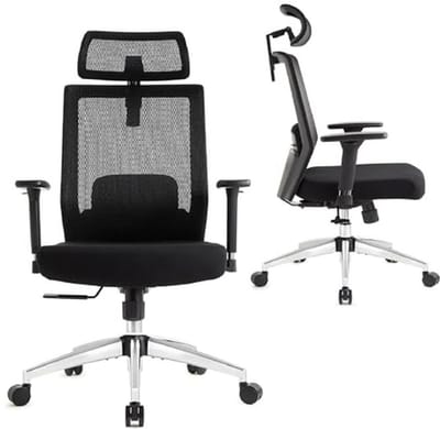 Ergonomische Bureaustoel met Hoge Rugleuning en Verstelbare Lendensteun