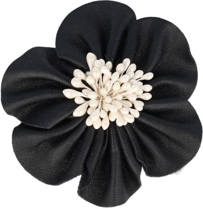 Haarsoires Haarspeld Duckklem & Broche 7cm – Lederlook Bloemvorm – Zwart – Set van 2 - Sterke Haarclip voor Styling & Dagelijks Gebruik - Hair Clip - Decoratieve Haaraccessoire