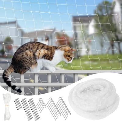 Kattennet Balkon - Balkonnet Kattenrooster - Katten Veilig Houden - Zonder Boren Installeren - 8 x 3 m - Transparant