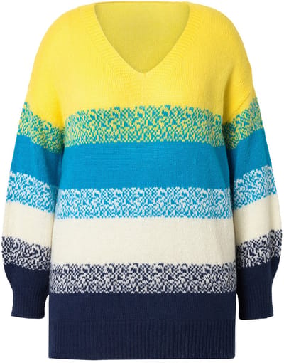 Angel of Style - Dames - Trui oversized colorblocking zijsplitten - Licht turkoois - Maat 42+