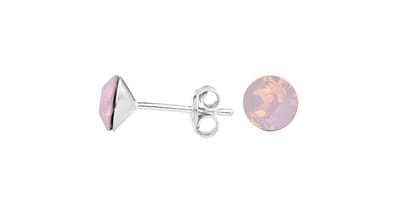ARLIZI 1425 Oorbellen roze opaal Swarovski kristal oorknoppen - sterling zilver - 6 mm