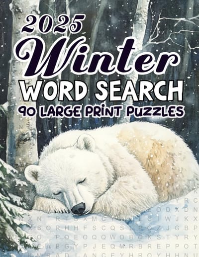Woordzoeker Winter Groot Formaat Puzzelboek met Oplossingen voor Volwassenen en Senioren