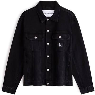 Calvin Klein Minimalistisch Label Vintage Wassing Losse Denim Jas Heren Jassen Zwart J324792 S black
