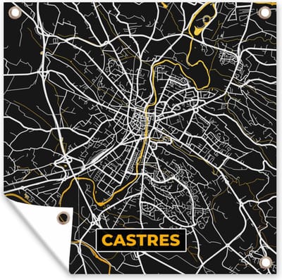 Tuin poster Kaart - Stadskaart - Plattegrond - Castres - Frankrijk - 200x200 cm - Tuindoek