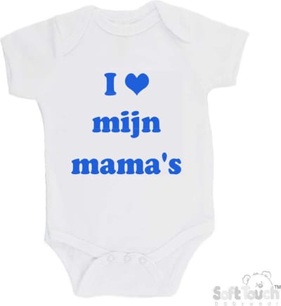 100% Katoenen Romper "I mijn mama's" Jongens Katoen Wit/blauw Maat 62/68