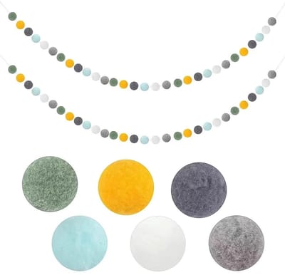 Dailygoods - Gekleurde vilten bal slinger - Pastel Pom Pom slinger - 60 ballen - Feestdecoratie - Slaapkamer en woonkamer - Vrolijk en schattig