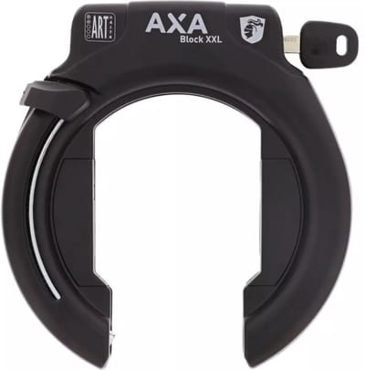 AXA Block XXL Ringslot – ART 2 fietsslot – Extra brede opening voor ballonbanden – Met Plug‑in mogelijkheid – Gehard staal – Multi‑bevestiging – Beveiligingsniveau 12 – Zwart