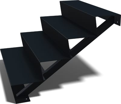 Gepoedercoat staal - tuintrap - 4-trede - 96 x 100 x 68 cm - RAL9005 mat (zwart) - MySteel
