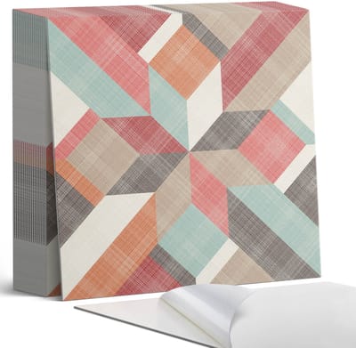 Coloray Plaktegels - Geometrie in kleurrijke vormen Zelfklevende Tegels - 20 cm x 20 cm - Beige Plaktegels - 20 stuks - Vierkant PVC Tegels - Plaktegels Badkamer - Plaktegels Vloer - Vinyl Tegels Zelfklevend - Wandtegel Zelfklevend