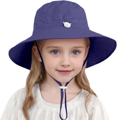 Kinder Zonnehoed - Vissershoed Peutertjes - Bescherming Zomer - Brede Rand SPF 50+ - Uniseks Kind - Effene Kleur