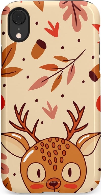Casetastic hoesje geschikt voor Apple iPhone XR - Dubbellaagse bescherming - Hert in de herfst - Fashion Case - Zand Terracotta Rood