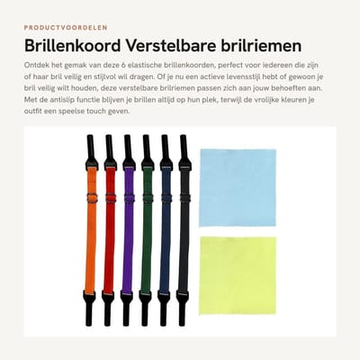 Dailygoods- Brillenkoord 6 stuks - Verstelbare Riem - Antislip - Lichtgewicht - Zachte Siliconen Oorlus - Waterdicht - Brillenriem