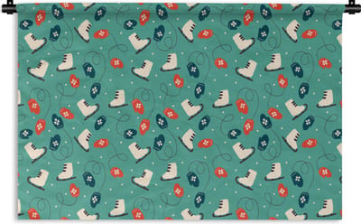 Wandkleed - Wanddoek - Schaatsen - Winter - Patronen - 180x120 cm - Wandtapijt