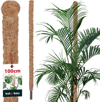 KOTARBAU® Kokosstok, Plantenstok, ⌀ 2,5 x 100 cm, Kokosstaaf, Klimhulp Monstera, Bruin, Kokosvezel, Klimhulp, Plantenstaaf, Kokosstok voor Monstera, Kokosstaaf voor Klimplanten