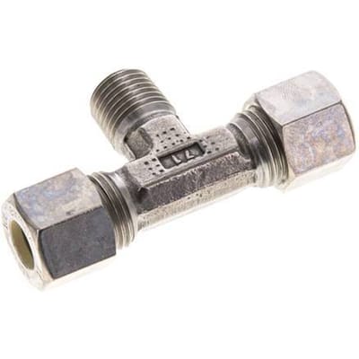 10L & M14x1.5 (con) RVS T-stuk Knelfitting Buitendraad 315bar ISO 8434-1
