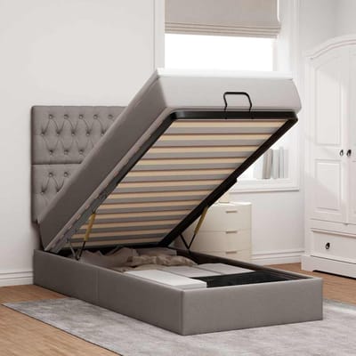vidaXL - Ottoman - bed - met - matras - 80x200cm - stof - taupe